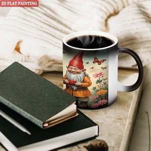 Curved Body Comfort Hold Mug 11oz Frosted Black <b>Ceramic</b> Heat Sensitive Drinking <b>Cup</b> - Product Image 3