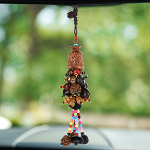 Pendentif de voiture en graines de Bodhi naturelles Chunying'er, boucle de sécurité en bois de pêche, porte-clés traditionnel chinois pour ornement de rétroviseur - Product Image 5