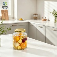 Pot alimentaire en verre hexagonal à col fileté de 300 ml, récipient transparent multi-usages pour la maison et la vente en gros commerciale
