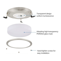 Plafonnier circulaire encastré de style américain 36W à intensité variable et température de couleur sélectionnable, double anneau
