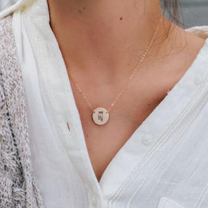 Collier personnalisé en acier inoxydable avec pendentif disque de 13 mm gravé, symbole gestuel : Croix, Doigt en l'air, <span class=keywords><strong>Okay</strong></span>, Shaka, Nope, High Five - Product Image 4