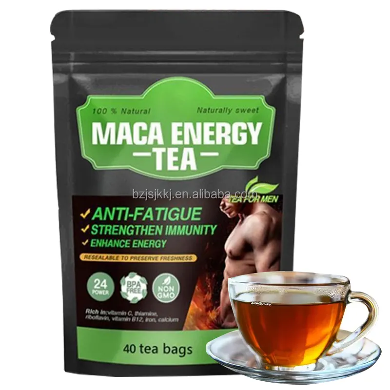Kustom grosir OEM disesuaikan murni alami kering hitam Maca akar energi Herbal teh untuk pria