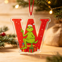 Pendentif Lettre en Plastique Monstre Vert en Fourrure pour Noël, 26 Lettres, Décoration de Noël pour Arbre de Noël, Cadeau de Fêtes, Décoration de Vacances