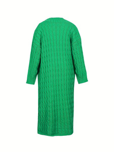 Maglione Lungo a Maglia Grossa con Apertura Frontale, Morbido sulla Pelle, Vestibilità Ampia con Grandi Tasche per Passeggiate, Look Casual e Appuntamenti - Product Image 4