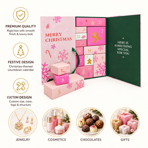 Luxus Kosmetik verpackung Custom Mystery Rigid Box Urlaub <span class=keywords><strong>Countdown</strong></span> 24 <span class=keywords><strong>Tage</strong></span> Advents kalender Papier Geschenk box mit Band - Product Image 3