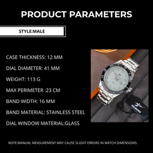 Montre <span class=keywords><strong>à</strong></span> quartz de luxe pour homme, bracelet en acier inoxydable, chiffres arabes, <span class=keywords><strong>calendrier</strong></span>, montre-bracelet tendance pour un usage quotidien - Product Image 6