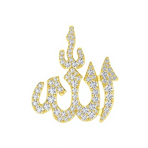 Collier islamique tendance unisexe en argent sterling 925 avec nom arabe personnalisé, diamants de laboratoire vintage et breloques fines scintillantes - Product Image 1