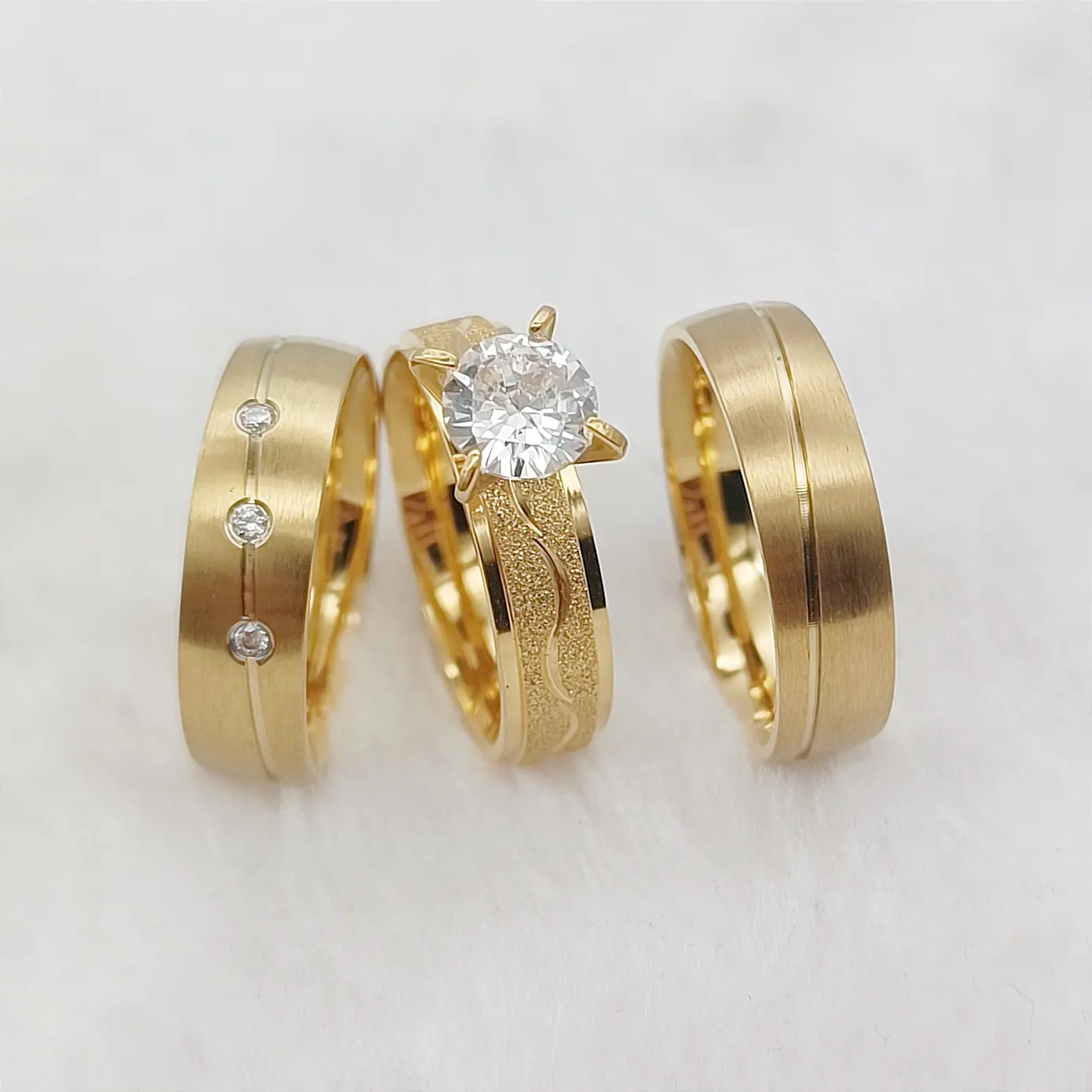 Chất Lượng Cao Lời Hứa Nhẫn Cưới Các Cặp Vợ Chồng Thiết Lập Engagement Thái Lan 24K Mạ Vàng Đồ Trang Sức Bán Buôn