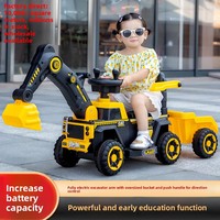 Excavator Listrik Anak-anak dengan Trailer Penyimpanan yang Dapat Dilepas, Cocok untuk Anak Usia 1-7 Tahun