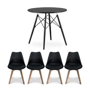 Hiện Đại Vòng Bàn Ăn <span class=keywords><strong>MDF</strong></span> Top Với Gỗ Chân 4/6 Chỗ Ngồi Bàn Bếp Cho Phòng Ăn Trong Màu Đen Trắng Màu Xám - Product Image 6