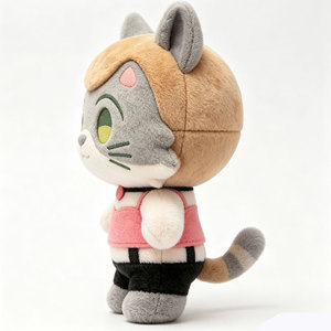 Peluche Personalizzato di Gatto <span class=keywords><strong>Anime</strong></span> OEM ODM, Simpatico Personaggio dei Cartoni Animati in Maglietta Rosa e Pantaloni Neri, Regalo per Fan - Product Image 6