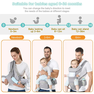 Ergonomic Cotton <strong>Baby</strong> <strong>Carrier</strong> Multi-Use Front And Back Infant Waist Stool Newborn To Toddler Kids &amp; Teen Storage