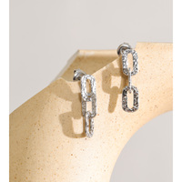 Boucles d'oreilles pendantes JINYOU 9006 modernes texturées à maillons de chaîne, hypoallergéniques, plaquées or PVD