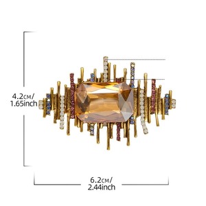 Broche Retangular de Strass Dimensional para Mulheres e Meninas, Joia de Cristal Brilhante Exquisita - Product Image 4