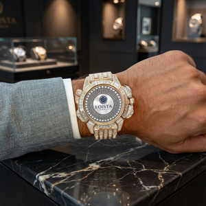 Montre de luxe pour homme en acier inoxydable, boîtier analogique mécanique, cadran en cristal violet, style hip-hop, pour LOISTA JEWELS - Product Image 1