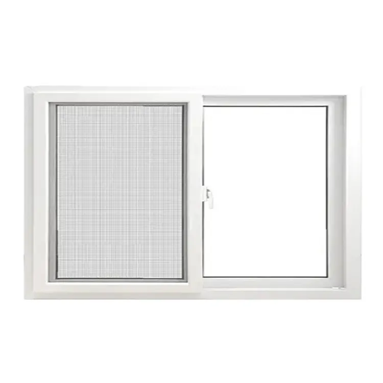 China manufacture pvc profile window modern upvc double glazed glass sliding windows with mosquito nets screen mesh