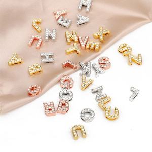 Bracelet initial en zircon plaqué or 14k 18k en acier inoxydable 316l résistant à la corrosion et imperméable, personnalisé, délicat pour femmes - Product Image 4