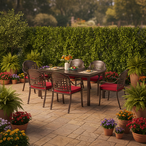 Juego de Mesa y Sillas de Exterior Premium - Aluminio Bronce Resistente a la Intemperie para Patio y Terraza - Product Image 1