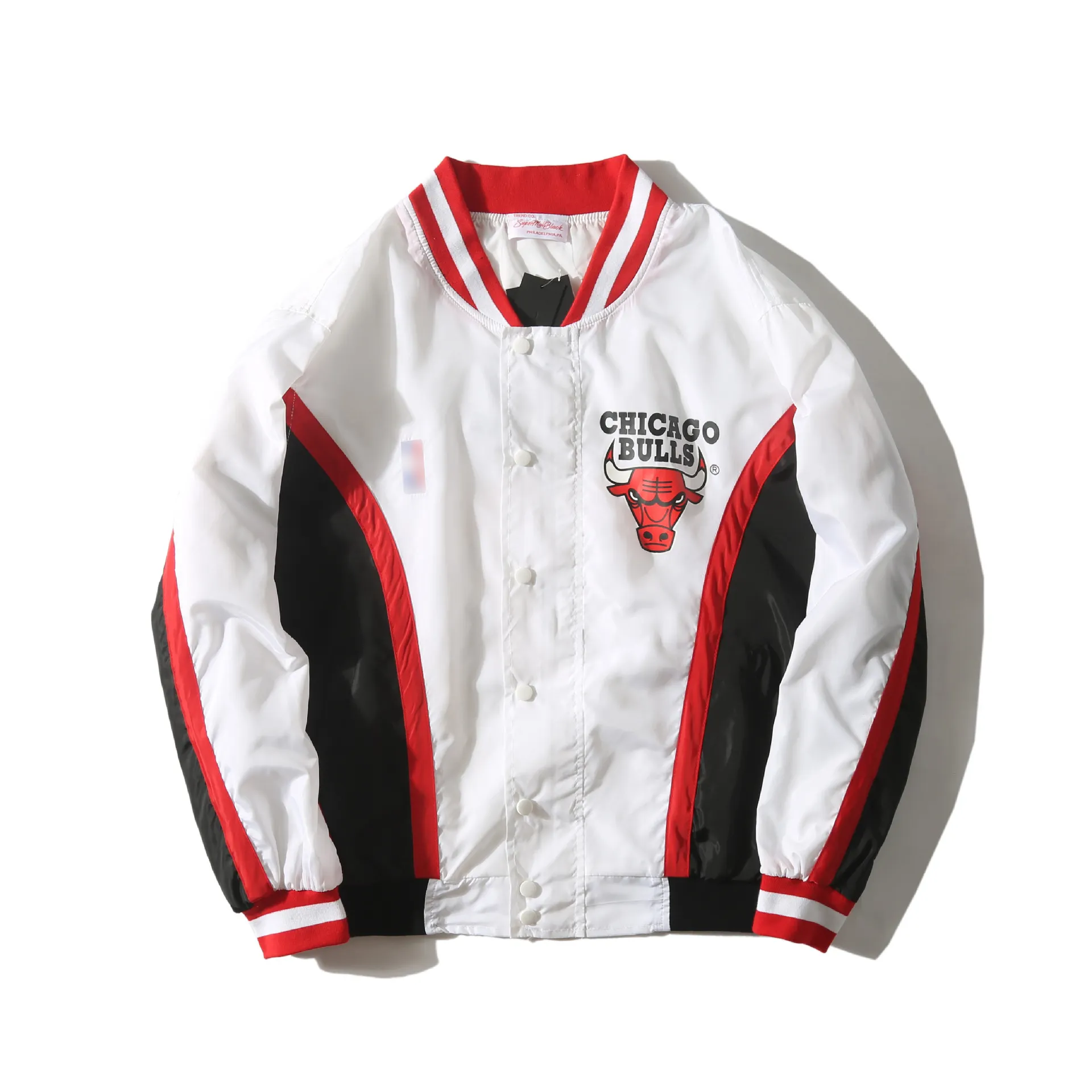 Wholesale High Quality Ready-Made Men's Jackets Windbreak Jacket Red & White Bulls Old School Jacket