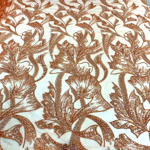 Thêu Tự Làm Sequins Pháp Thời Trang Ren Vải Cưới Dệt Phi Đẹp Lưới Jacquard Vải Dệt Kim Loại Jacquard - Product Image 4