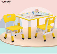 Hauteur réglable 4 places en plastique école bureau chaise ensemble enfant en bas âge meubles pour 2-10 ans préscolaire chambre à manger/cuisine utiliser garçons