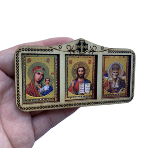 Icona di legno ortodossa padre e vergine maria decorazione per la casa gesus targa decorativa di natale - Product Image 3