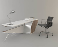 Vente flash - Bureau moderne en marbre fantaisie, forme incurvée irrégulière personnalisée, durable, avec garantie de 10 ans