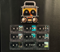 Kit DIY Personnalisable Décoration Remplaçable Mini Haut-parleur Audio en Forme de Disque Lecteur de Musique en Acrylique Cassette Aimant NFC pour Réfrigérateur
