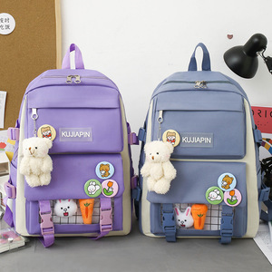2023 nuevo lindo colgante mochila femenina dibujos animados estudiante mochila de gran capacidad impermeable chica mochila conjunto al por mayor - Product Image 2