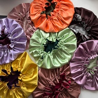 Gorros de Satén de Seda Reversibles de Doble Capa de Lujo en 50 Colores, con Borde de Volantes, para Uso Diario y Fiestas, Venta al Por Mayor