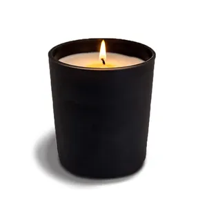 定制空祈祷哑光黑色彩色玻璃烛罐和盖子批发