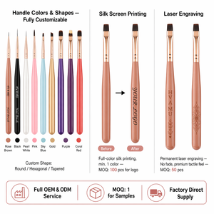 Ensemble de 10 pinceaux à ongles en bois peints sur mesure, formes multi-pointes pour vernis gel, outils de manucure OEM - Product Image 6