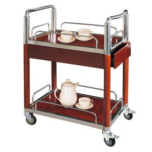 รถเข็นเสิร์ฟเครื่องดื่มไม้ 3 ชั้น สำหรับร้านอาหาร คาราโอเกะ โรงแรม บาร์ ห้องอาหาร ใช้เสิร์ฟไวน์ เบียร์ ชา และอาหาร - Product Image 2