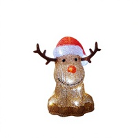 Renna Natalizia 3D a LED ad Energia Solare con Cappello da Babbo Natale, Decorazione da Giardino in Acrilico IP44 Impermeabile per Esterni