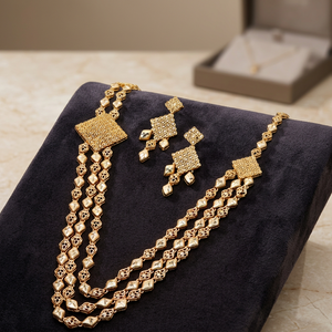 Collares de Latón Chapado en Oro de 14K, 18K y 24K al por Mayor, Estilo Dubái, Conjunto de Joyería Larga, Diseño Tradicional Turco - Product Image 1