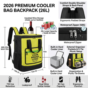 2026 Cooler Bag Backpack Custom New 26l Waterproof 2 Tie Picnic Insulated Wine Bag Cooler Bag with Built in Hard Cooler - Product Image 2