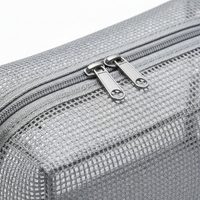 Pochette de maquillage rigide en maille respirante à séchage rapide avec logo personnalisé, fermeture éclair, poignée souple et légère, idéale pour la gym