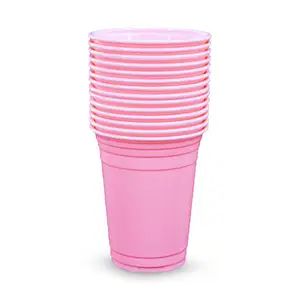 Vasos De Plastico Logo stampato colorato tazze da gioco per bere nere rosa 16 once palline birra Pong tazza di plastica per Party Bar