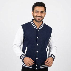 Custom Men's <b>Wool</b> Letterman Real Leather Varsity Jacket Black With <b>Red</b> Color Printing Logos CollegeBaseballjacket for men - Product Image 1