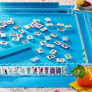 Set di Tessere Mahjong Americane in Acrilico, Ecologiche e Durevoli, Stile Tropicale Blu con Motivo Personalizzato, per Casinò e Gioco d'Azzardo - Product Image 5