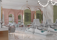 Station de manucure LED personnalisée, mobilier de salon de beauté, aménagement complet d'un magasin de manucure, design intérieur de salon personnalisé, mobilier de salon sur mesure