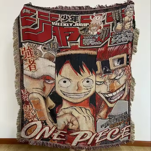 Tapisserie tissée personnalisée en coton et polyester écologique avec franges, motif Luffy JOJO, anime japonais 2024, jacquard, DIY - Product Image 1