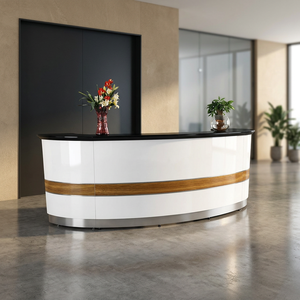 Mostrador de Recepción Redondo de Madera Moderno de Alta Gama, Mostrador de Recepción Blanco para Salón, Oficina y Uso en Exteriores - Product Image 3