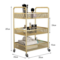 Plateau de meubles de luxe en or blanc, Machine de coiffure, beauté des ongles, Spa, Salon, chariot avec serrure