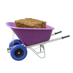 भारी शुल्क प्लास्टिक जुड़वां 200L Wheelbarrow जुड़वां व्हील बैरो - Product Image 1