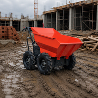 Brouette motorisée à essence 4 roues, mini-dumper pour le transport sur chantier, dans le jardin et à la ferme