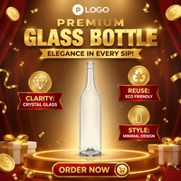 Bouteille à épaule inclinée en verre extra clair de 70 cl pour emballage d'eau premium avec fond profond Shandong JB GLASS