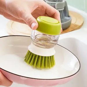 Zenidoo Kitchen Dish Brush Soap Dispenser Multi-Use Eco-Friendly Plastic Nylon Bristles Soft <b>Scrub</b> Brush Household Universal - Product Image 5