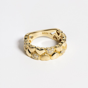 Anillo de Corazón de Amor, Plata S925, Anillo de Dedo Texturizado Exquisito y Moderno, Pequeño y Original - Product Image 4