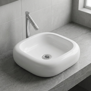 Lavabo de table moderne en céramique rouge avec drain, écologique, meilleur prix, design élégant, de l'usine fournisseur de Foshan - Product Image 5